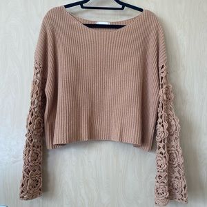 Crochet Sleeve Cropped Sweater Altar’d State